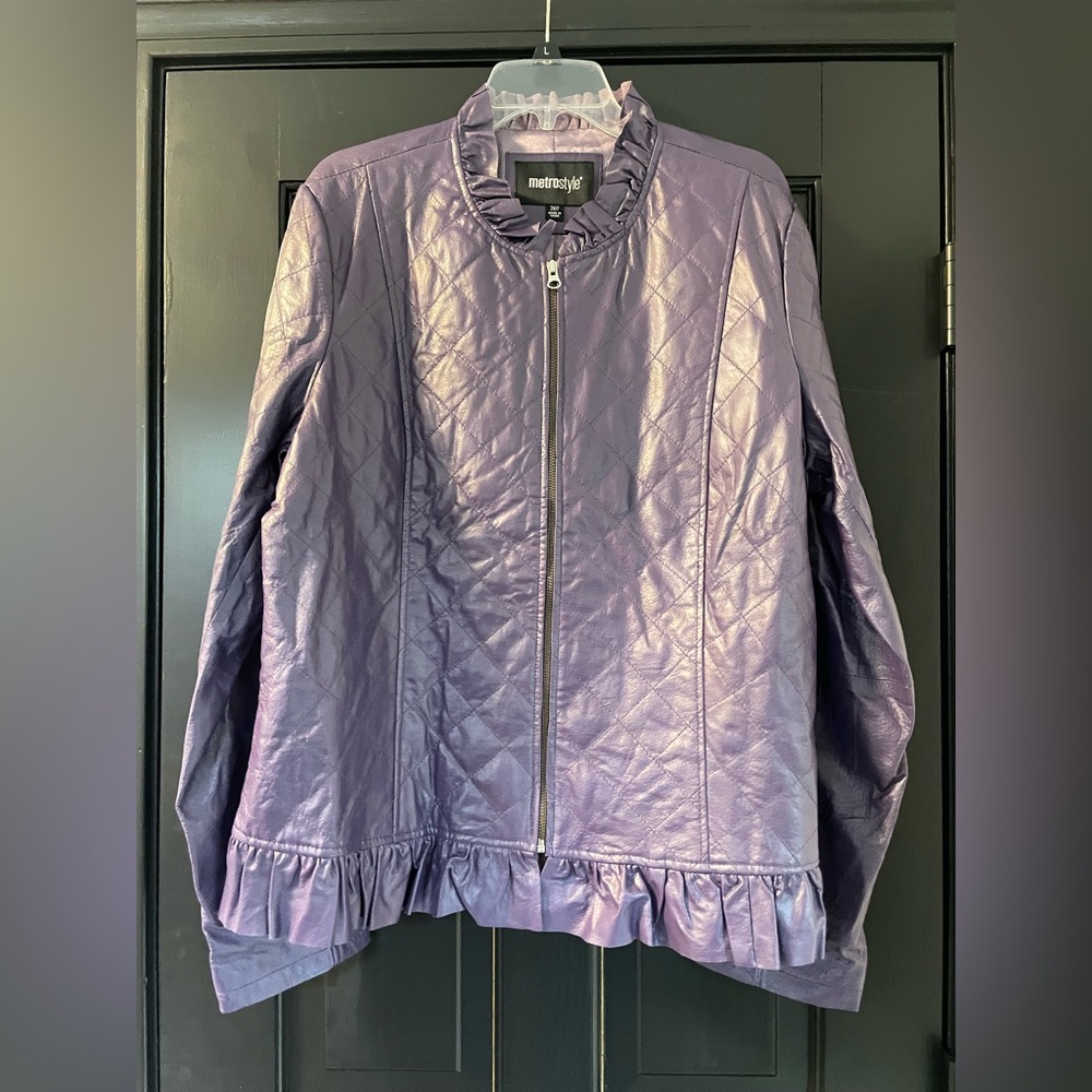 Metrostyle Purple Quilted Women's Leather Jacket